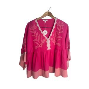 Oddi boho-chic embroidered peplum top